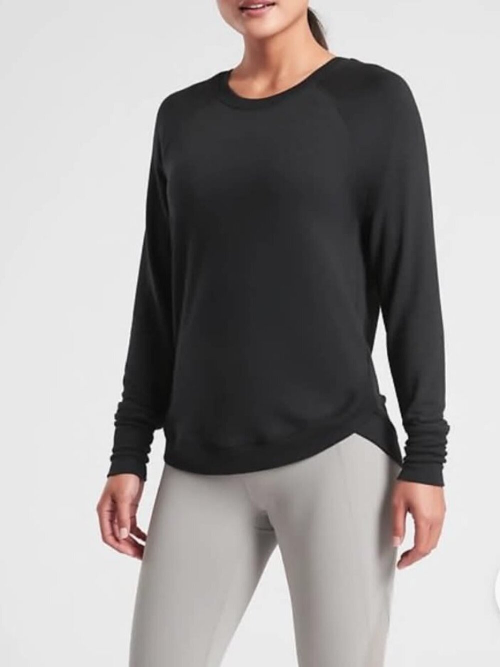 Athleta Women's Beyond Soft Black Mindset Sweatshirt in Black size Small